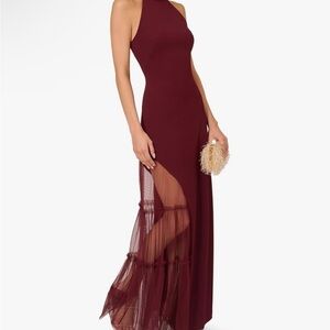 Adrianna Papell Asymmetrical Burgundy Dress